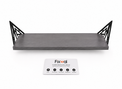 6 Repisas Gris de Pared Madera con Soportes Metálicos Fixwal
