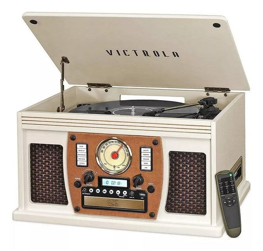 Victrola Reproductor de Discos Bluetooth clásico 8 en 1 (USADO)