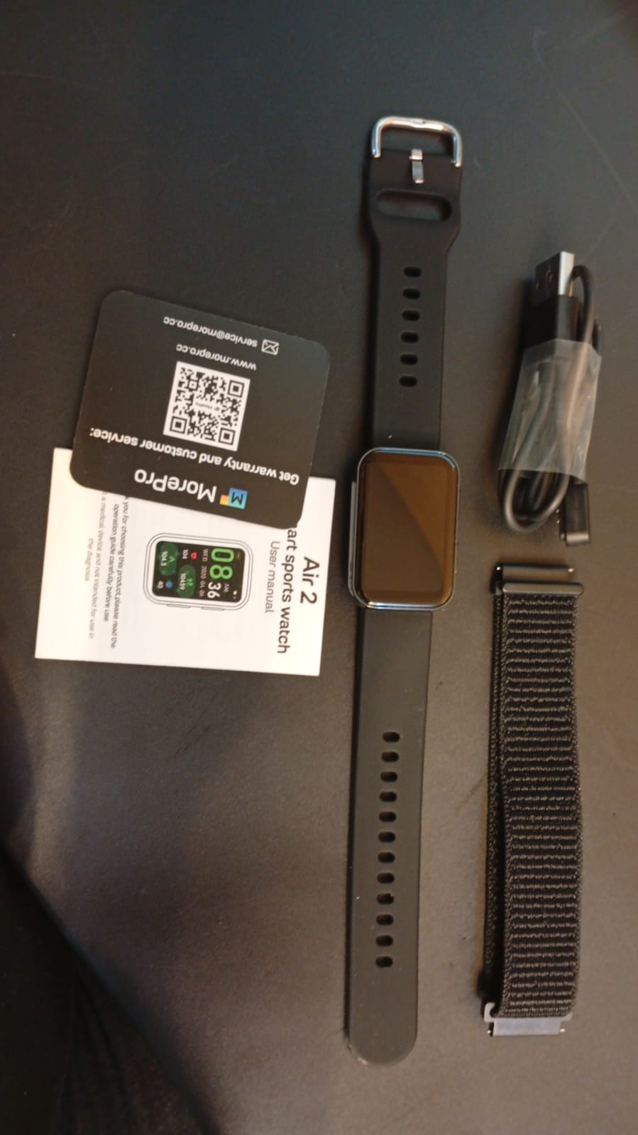 Reloj inteligente, IP68 impermeable, fitness tracker, MorePro AIR2. (NEGRO)