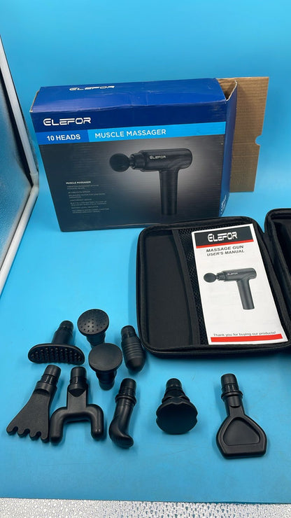 Pistola De Masaje ELEFOR ,9 Cabezales y 20 Velocidades.