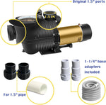 Pureby - Bomba De Piscina De 1.5 Hp, 115V, 42FT, autocebante.
