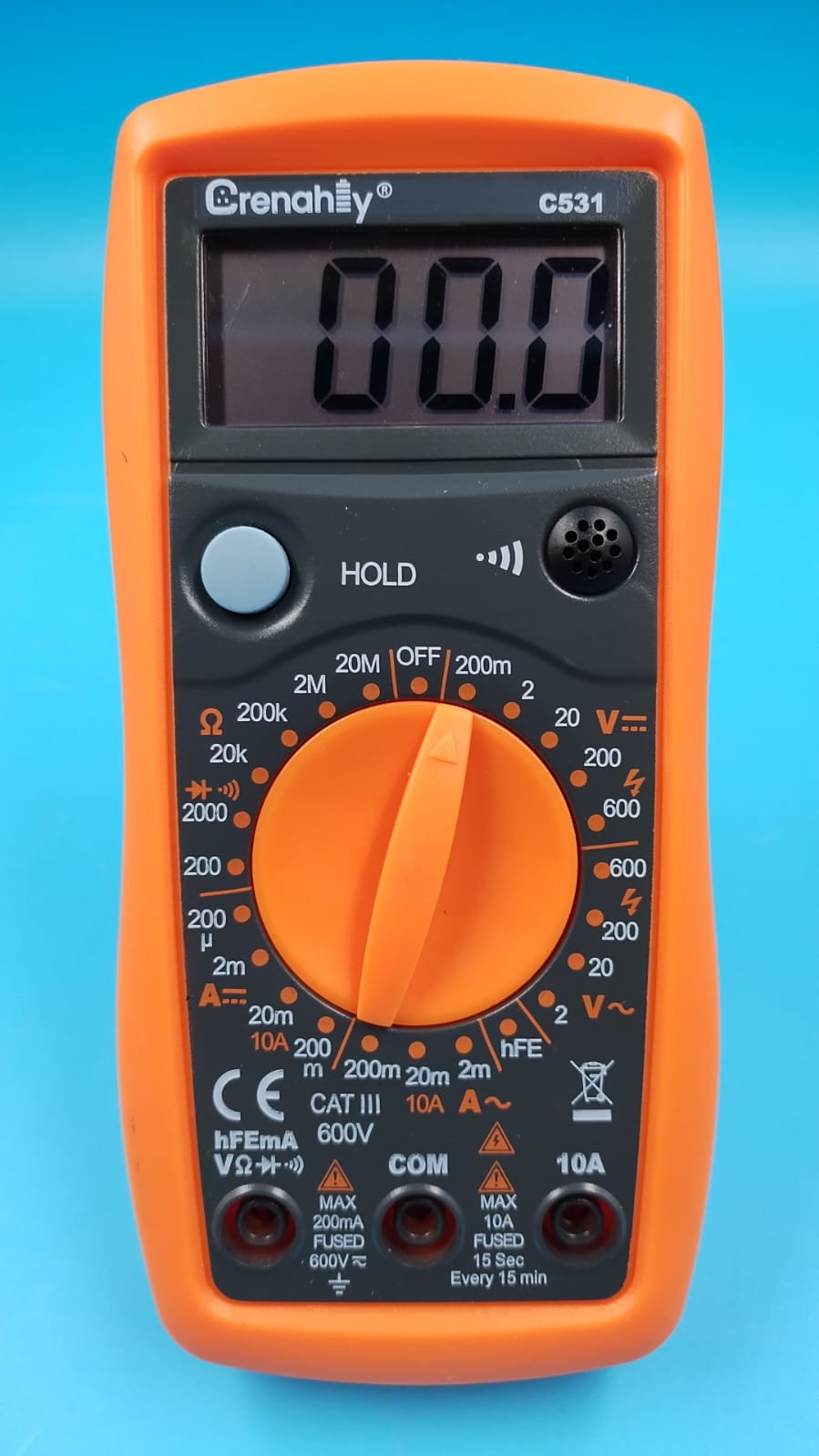 Multímetro digital, voltaje, corriente, resistencia, diodo, continuidad.