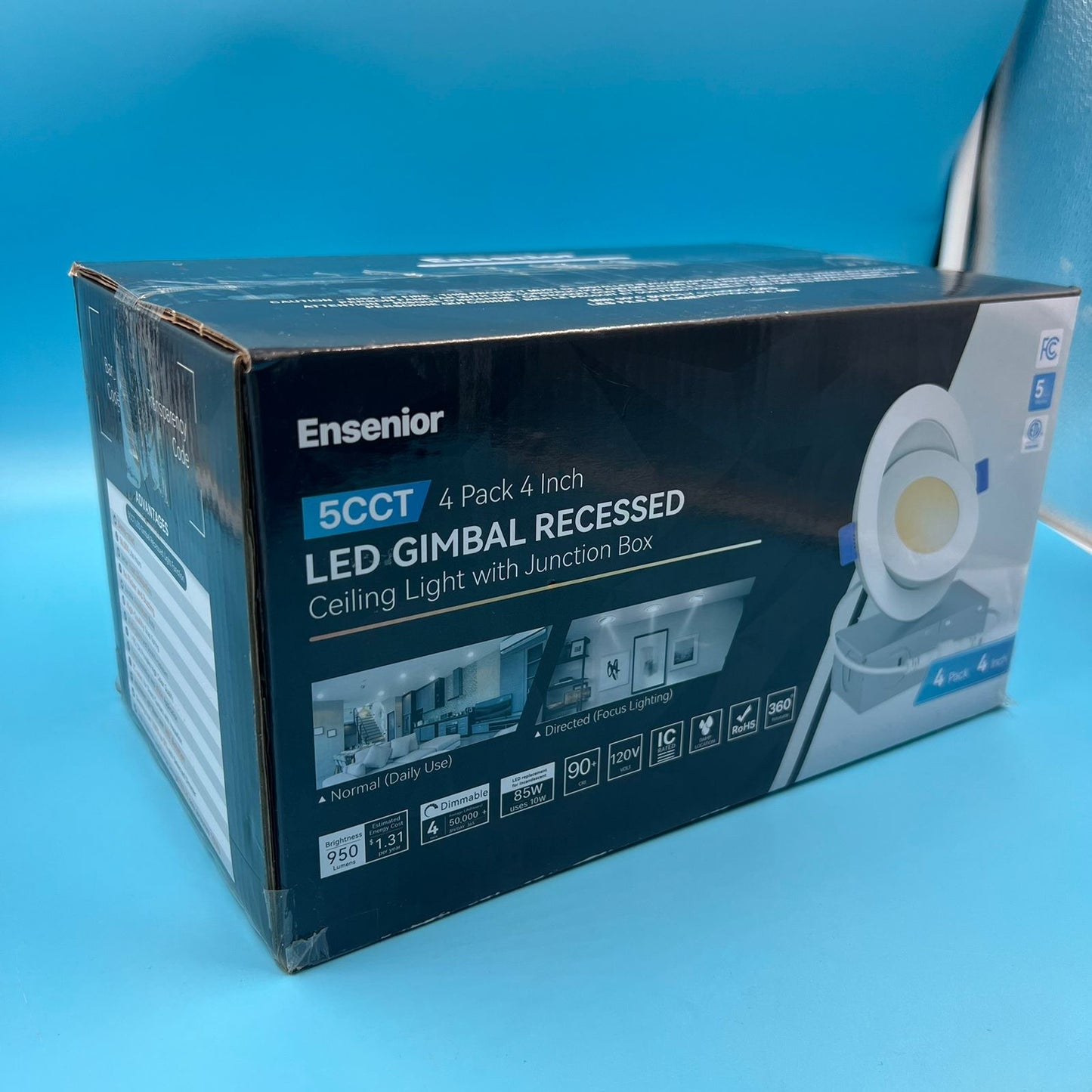 Ensenior Paquete de 4 luces LED empotrables 4"
