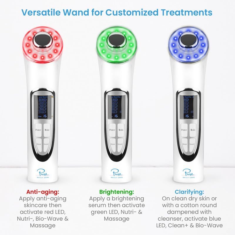 Varita de terapia de piel 5 en 1, Luma Wand, luz LED bio-onda,(USADO)