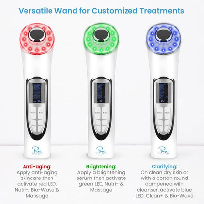 Varita de terapia de piel 5 en 1, Luma Wand, luz LED bio-onda,(USADO)