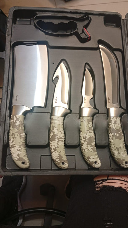 Juego de Cuchillos De Caza, Kit de 15 Piezas, Estuche ligero.