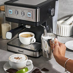 Cafetera de expreso con 20 barras de presión, acero inoxidable, Bella Pro.
