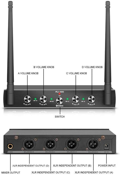 Sistema Debra Audio Pro UHF 4 Canales Bodypack
