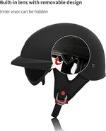 Medio casco, con visera solar, scooter, ATV, Cruiser, Motos, DOT.(USADO)