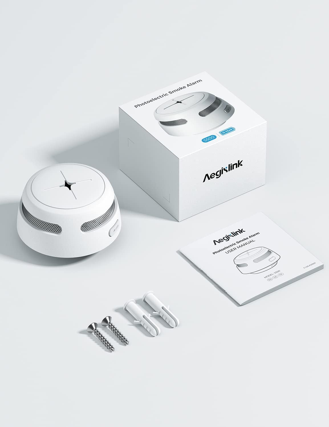 Detector de humo alarma de incendios con botón de prueba/silencio. AEGISLINK