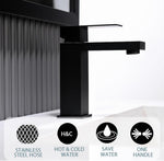 Grifo para lavabo de baño Vsunhoo negro mate con desagüe