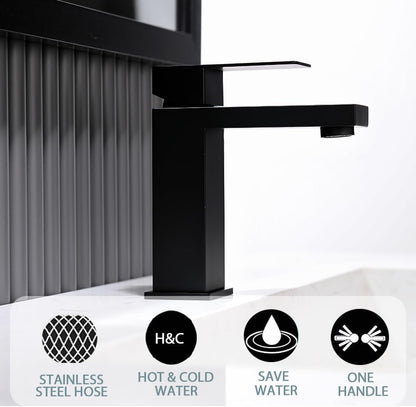 Grifo para lavabo de baño Vsunhoo negro mate con desagüe