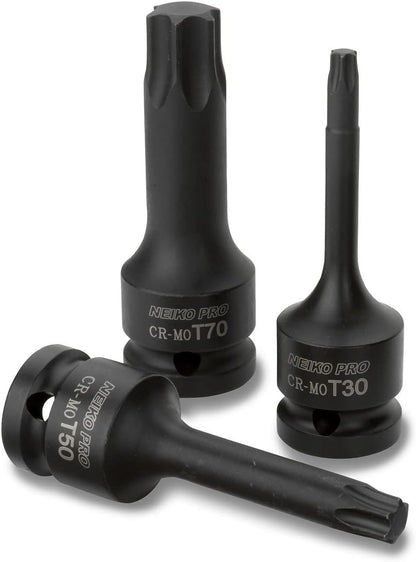 Kit de llaves Torx Star de 1/2", 8 piezas, T30 a T70, CR-MO(DETALLE)