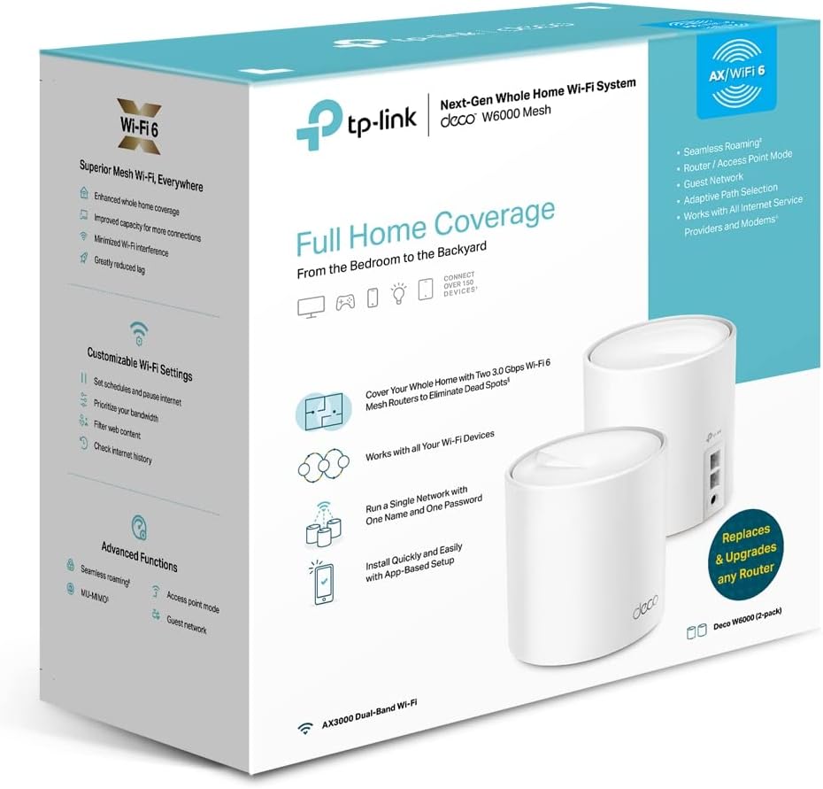 TP-Link Wi-Fi 6 AX3000 Sistema de enrutador de malla,(2 PACK)