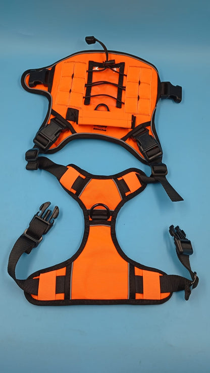 Arnés táctico Wingoin naranja, para perros medianos, reflectante ajustable