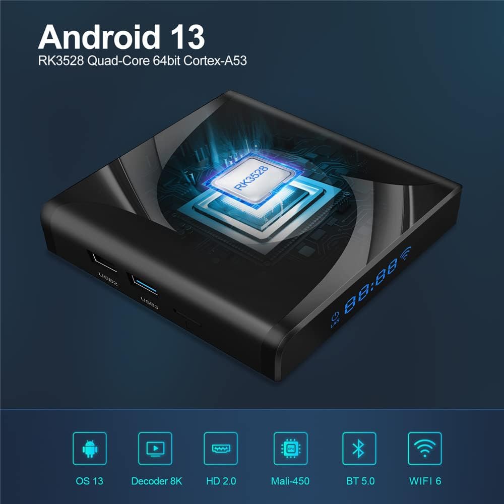 Reproductor inteligente, TV Box Android 13.0, 4GB RAM, 64GB ROM.