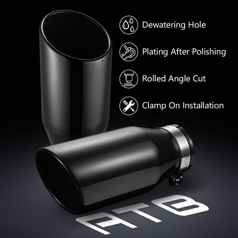 Punta de escape, entrada de 3.5", salida de 5", longitud 12", ATB.