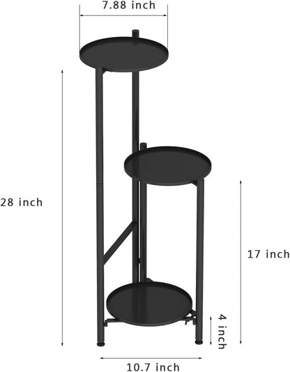 Mesa de Pie 3 Niveles Plegable Metal Negro Ramzyh