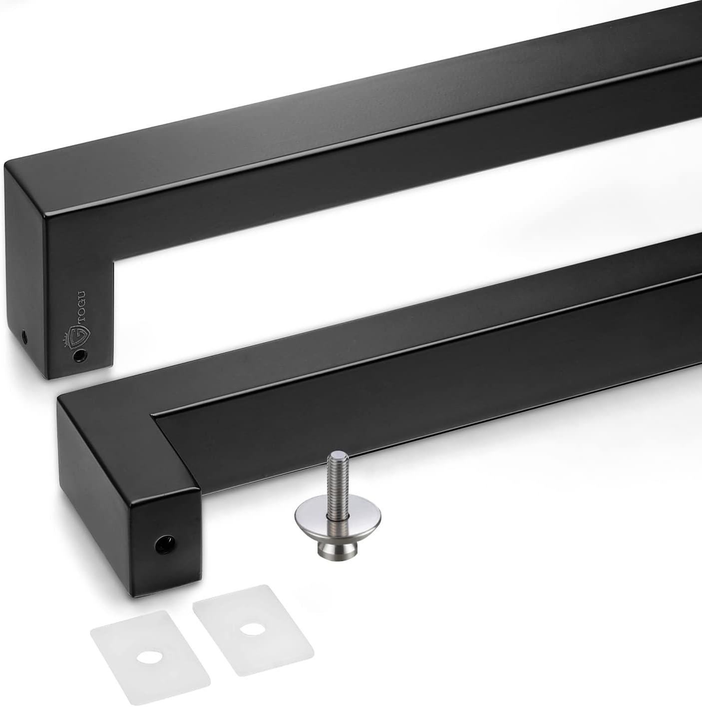 Manija de puerta retangular, acero inoxidable, negro matte.