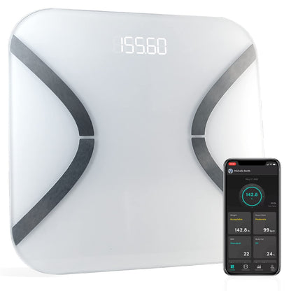 KoreHealth Báscula digital inteligente IMC, grasa corporal, masa muscular y peso .