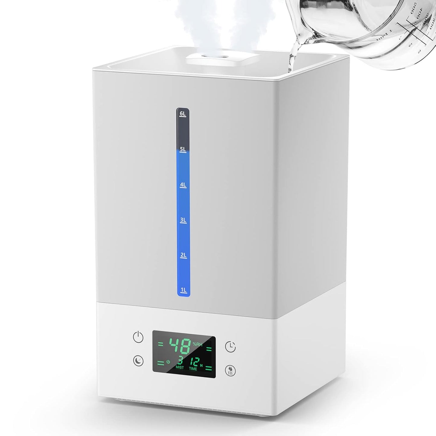 Humidificador de 6 litros, con difusor de aceites, silencioso.