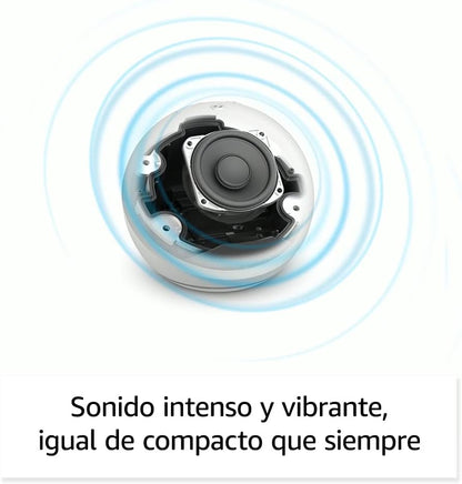 Amazon Echo Dot, bocina Alexa con sonido vibrante, ideal para hogar.
