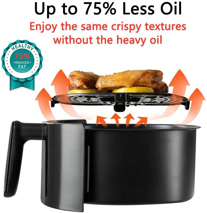 FREIDORA DE AIRE 2.6QT, CONTROL TACTIL, FUNCION PRECALENTADO.