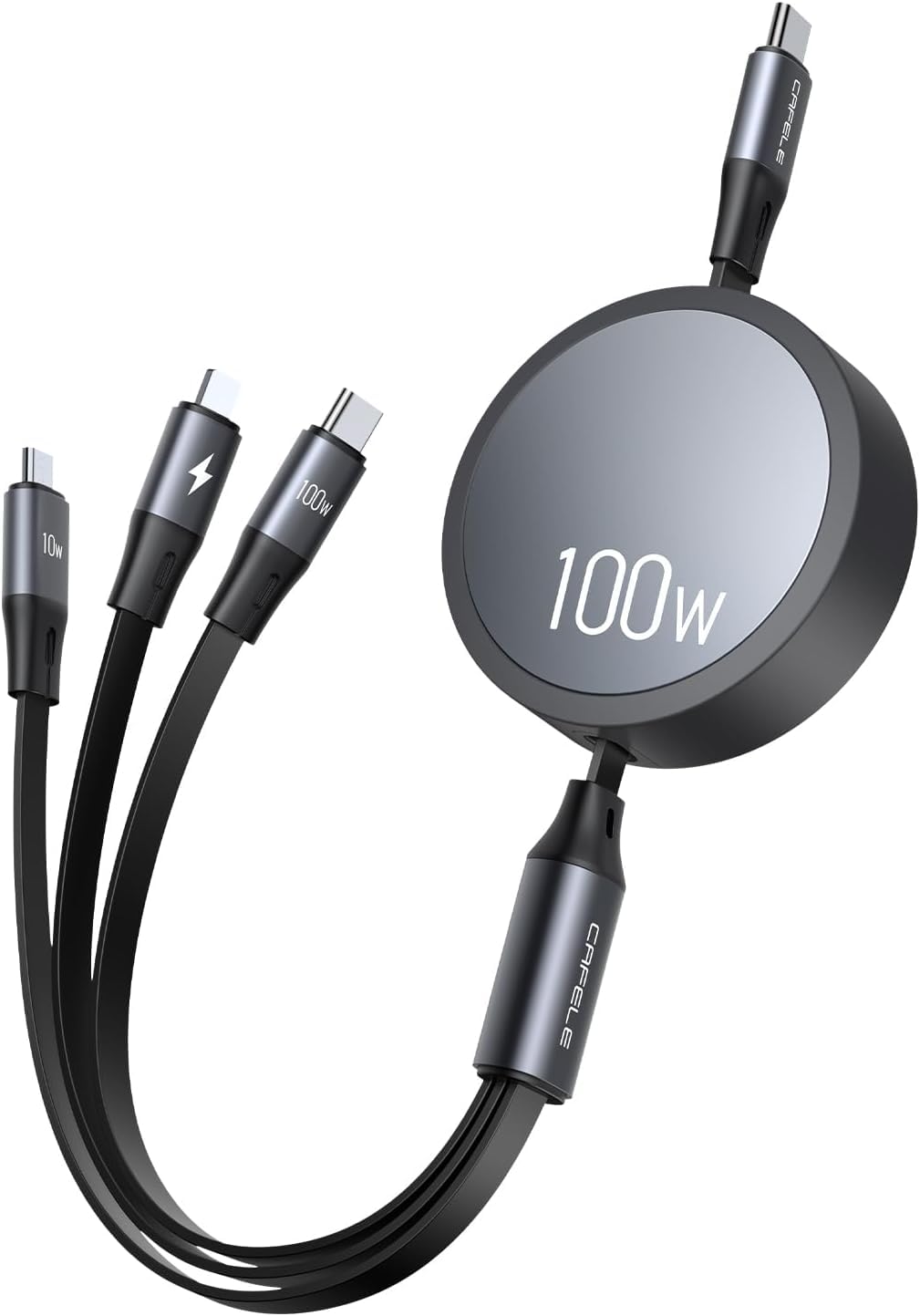 Cable de carga múltiple de 100 W, retráctil, Cafele 3 en 1.