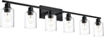 Lampara Vinluz Lineal, 6 Focos, Negro Matte, Para Tocador, De Pared.