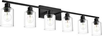 Lampara Vinluz Lineal, 6 Focos, Negro Matte, Para Tocador, De Pared.
