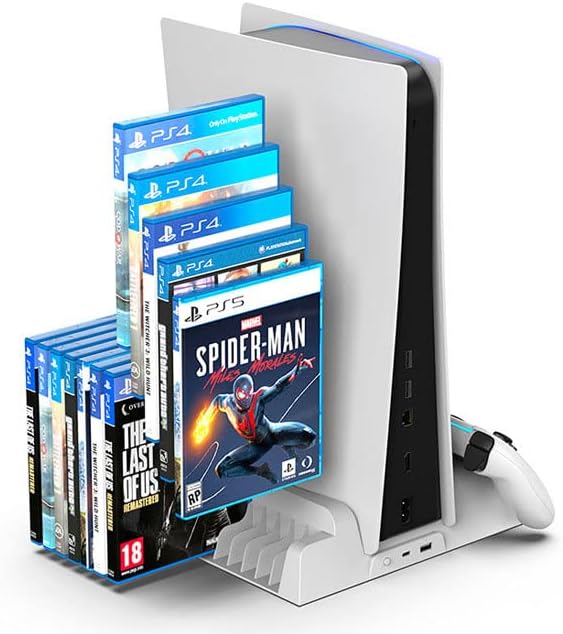 Estación de carga multifuncional para PS5 con LED.