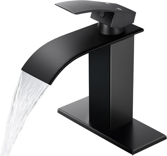 Grifo de baño Qomolangma con caño cascada negro