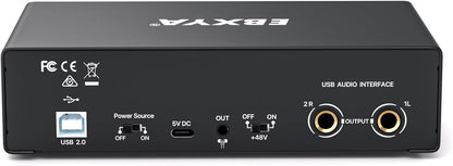 Interfaz de audio USB EBXYA 2x2, para grabación transmisión y podcasting.