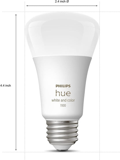 Philips Hue, Focos Inteligentes RGB, A19 10.5W, Hue Bridge Comp. con Alexa