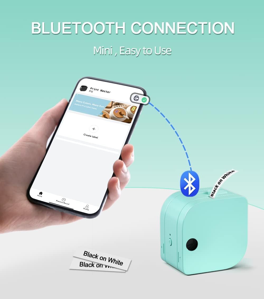 Phomemo P12 Máquina para etiquetar con cinta, pequeña impresora.