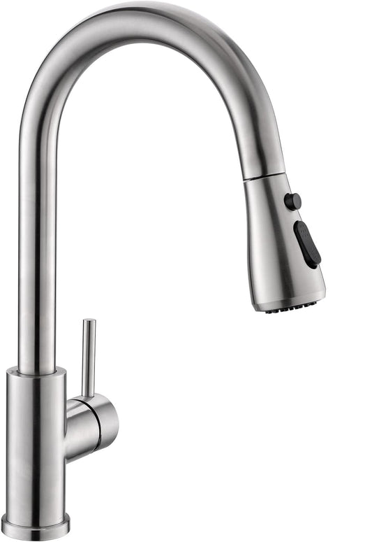 Grifo de fregadero de cocina, níquel cepillado, rociador desplegable.