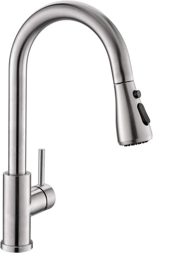 Grifo de fregadero de cocina, níquel cepillado, rociador desplegable.