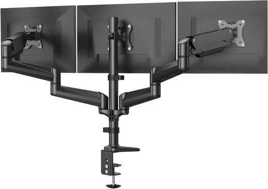 Soporte para monitor triple para pantallas de 17 a 32 pulgadas, HUANUO HNTS3B
