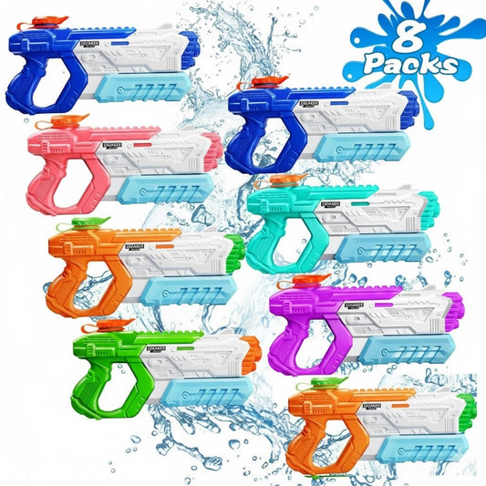 Paquete 8 pistolas de agua para niños de largo alcance