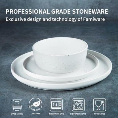Vajilla Famiware 12 Piezas Gres Blanco Elegante