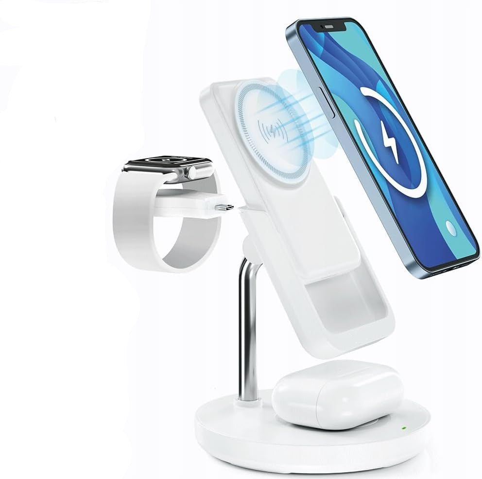 Cargador portátil inalámbrico para iPhone, AirPods y Smartwatch.