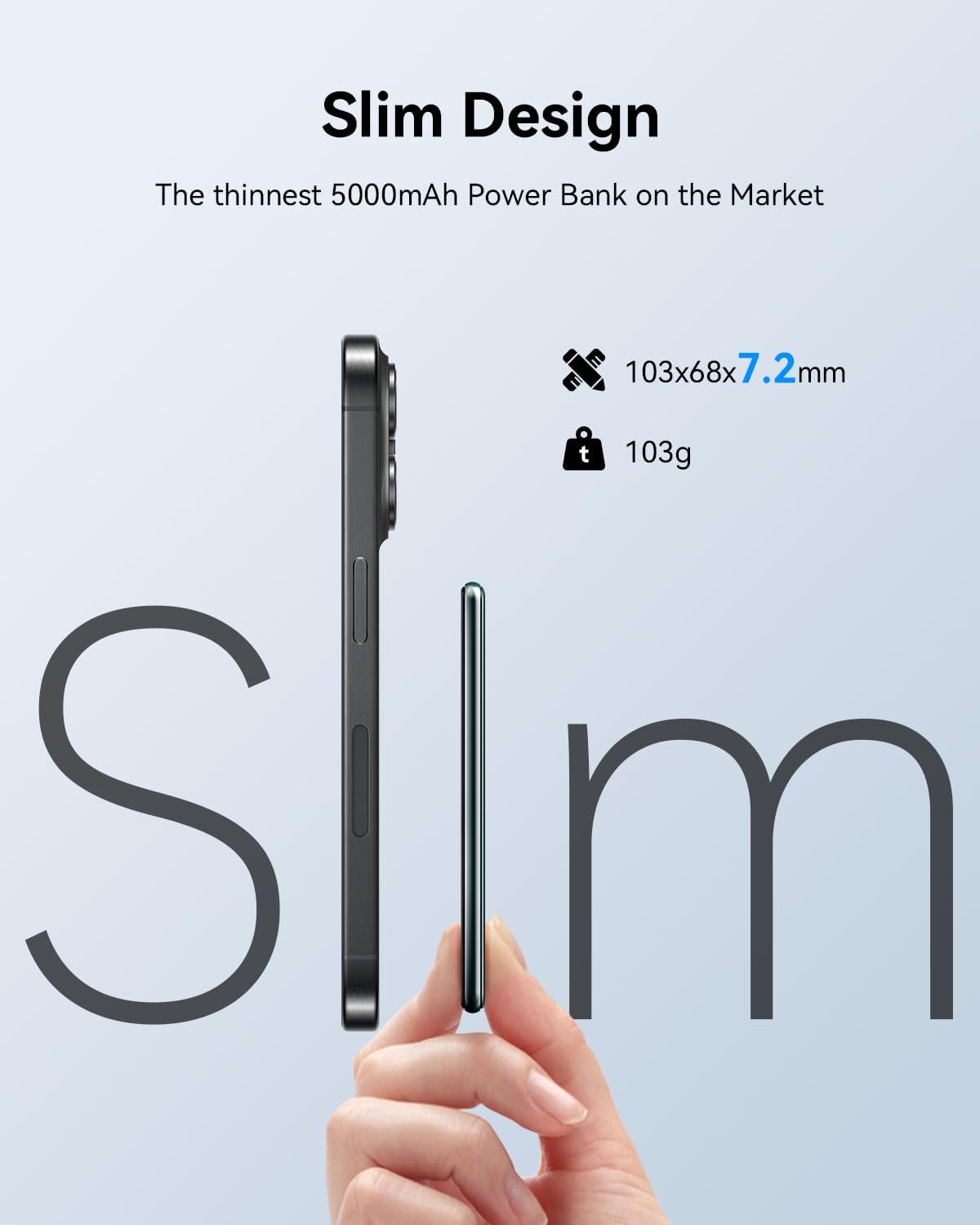 Kuulaa Power Bank Ultra Delgado inalambrica