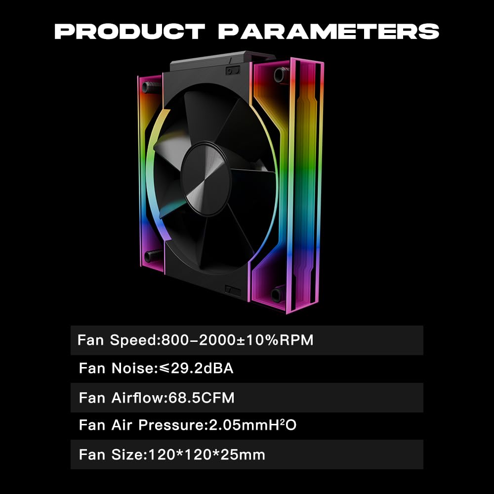 Ventilador de PC JM-V3 120 Infinity Mirror Module Daisy-Chain 4.724 in ARGB PWM