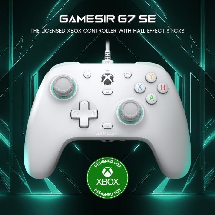 Mando Xbox con cable GameSir G7 SE con joysticks y gatillos.