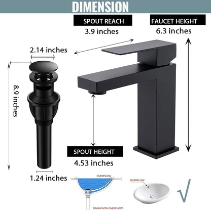 Grifo para lavabo de baño Vsunhoo negro mate con desagüe