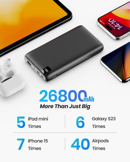 Batería externa Powerbank de 26800 mAh cables integrados (USADO)