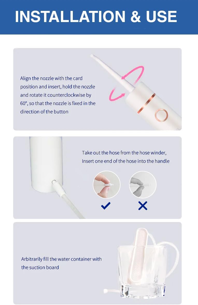 Irrigador bucal inalámbrico, Recargable, 3 modos ajustables, IPX7.