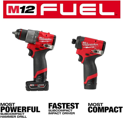 Kit de 2 Herramientas, Taladros Milwaukee Fuel M12, percutor y atornillador.