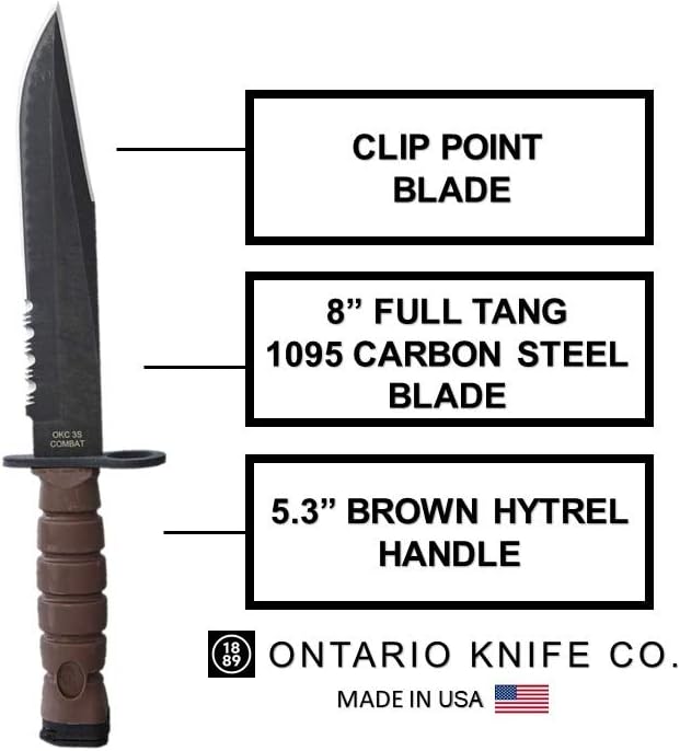 Cuchillo de supervivencia, Ontario OKC3S, bayoneta marina.(DETALLE)