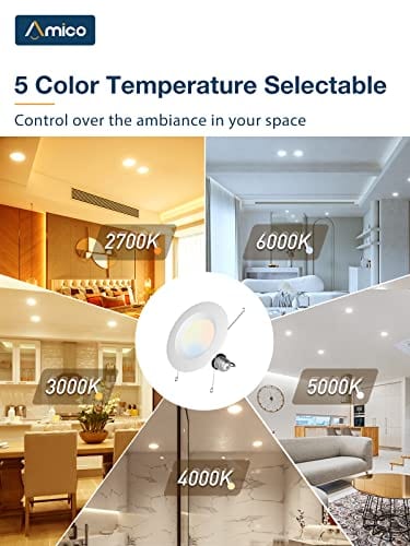 Luces empotrables de 5/6 pulgadas con clasificación IC, 6000 K AMICO